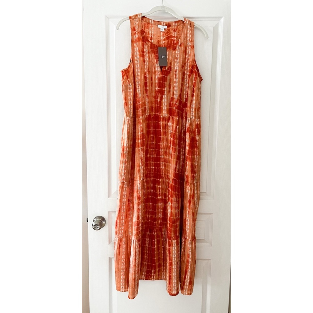 J. Jill Orange Sleeveless Scoop Neck Maxi Sundress